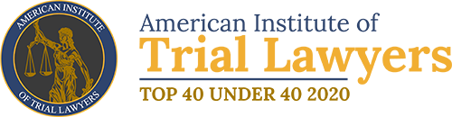 Logo Recognizing Wright Injury Law LLC's affiliation with American Institute of Trial Lawyers Top 40 under 40, 2020